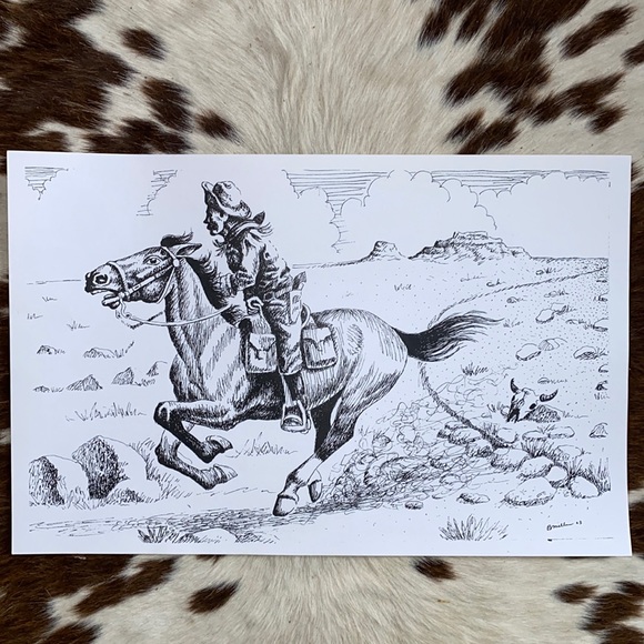 Other - Set of 5 Cowboy Western & Native American prints by local Nebraska artist